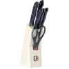 Bloc en bois 5 couteaux de cuisine et ciseaux^Gifi Discount