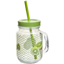 Bocal à anse avec paille décor kiwi^Gifi Outlet