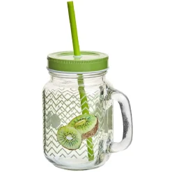 Bocal à anse avec paille décor kiwi^Gifi Outlet