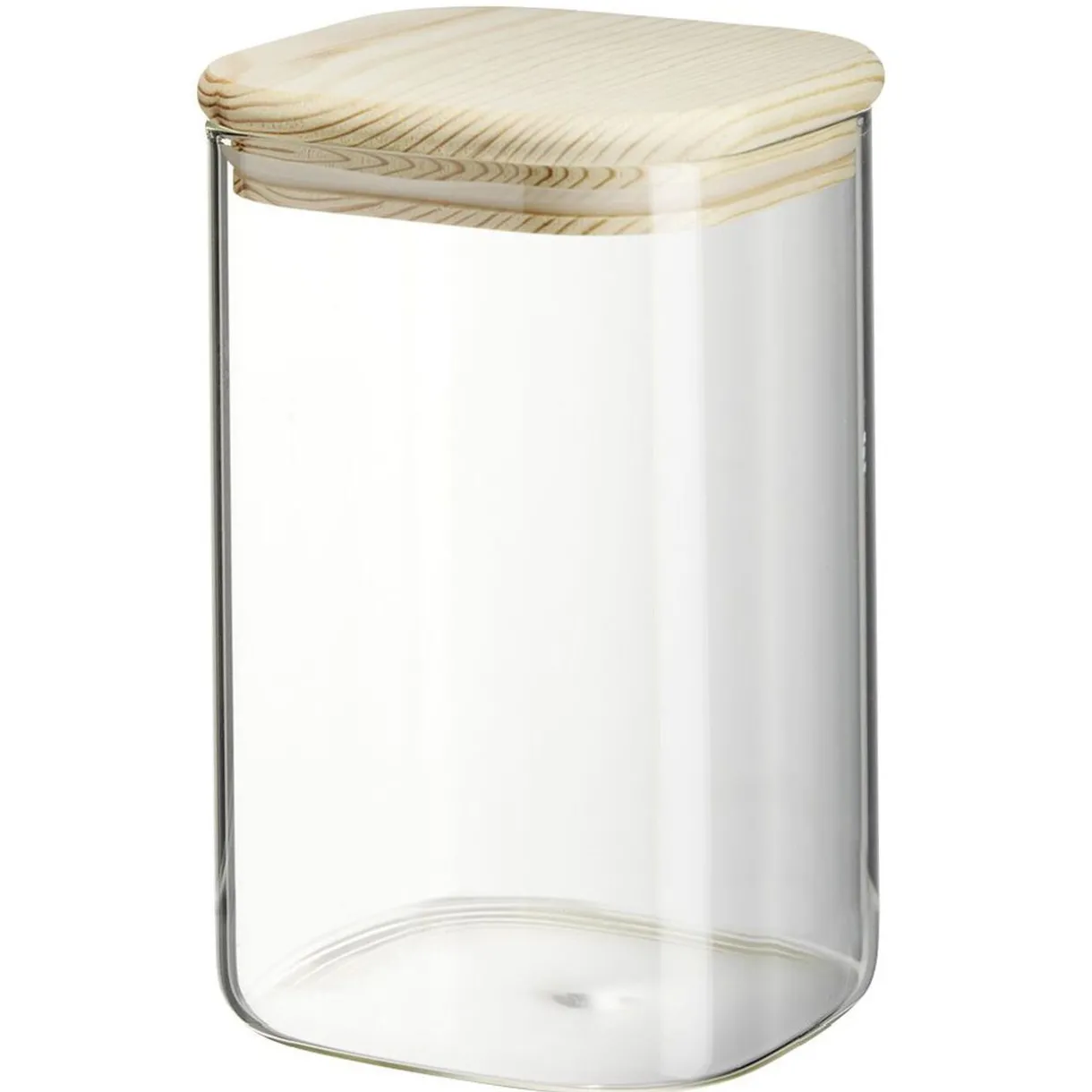 Bocal carré transparent avec couvercle en bois 1L^Gifi Hot