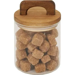 Bocal de conservation 500ml en verre avec couvercle en bois Ø9,5xH10cm^Gifi New