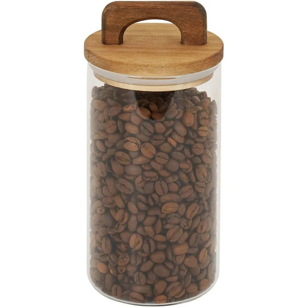 Bocal de conservation 800ml en verre avec couvercle en bois Ø9,5xH14cm^Gifi Hot