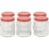Bocal en verre transparent avec couvercle rouge 300 ml x6^Gifi Outlet