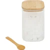 Bocal en verre transparent 1L avec couvercle et cuillère en bambou^Gifi