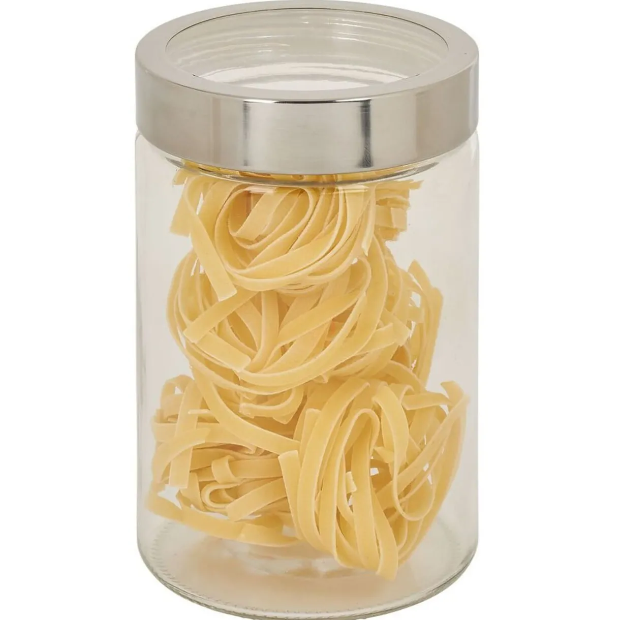 Bocal en verre transparent couvercle inox 1,2L - Ø11xH.17cm^Gifi Hot