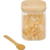 Bocal en verre transparent 850ml avec couvercle et cuillère en bambou^Gifi