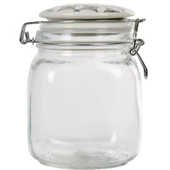 Bocal hermétique carré en verre couvercle motif ciment 1 L^Gifi Best