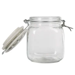 Bocal hermétique carré en verre couvercle motif ciment 1 L^Gifi Best