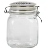 Bocal hermétique carré en verre couvercle motif ethnique 1 L^Gifi Discount