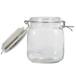 Bocal hermétique carré en verre couvercle motif ethnique 1 L^Gifi Discount