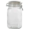 Bocal hermétique carré verre couvercle motif ethnique 1,5 L^Gifi Clearance