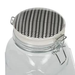 Bocal hermétique carré verre couvercle motif ethnique 1,5 L^Gifi Clearance