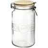 Bocal hermétique rond transparent avec couvercle en bambou H20 cm^Gifi