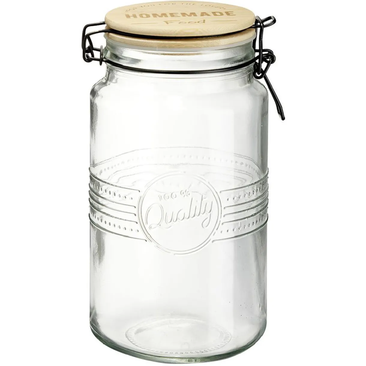 Bocal hermétique rond transparent avec couvercle en bambou H20 cm^Gifi