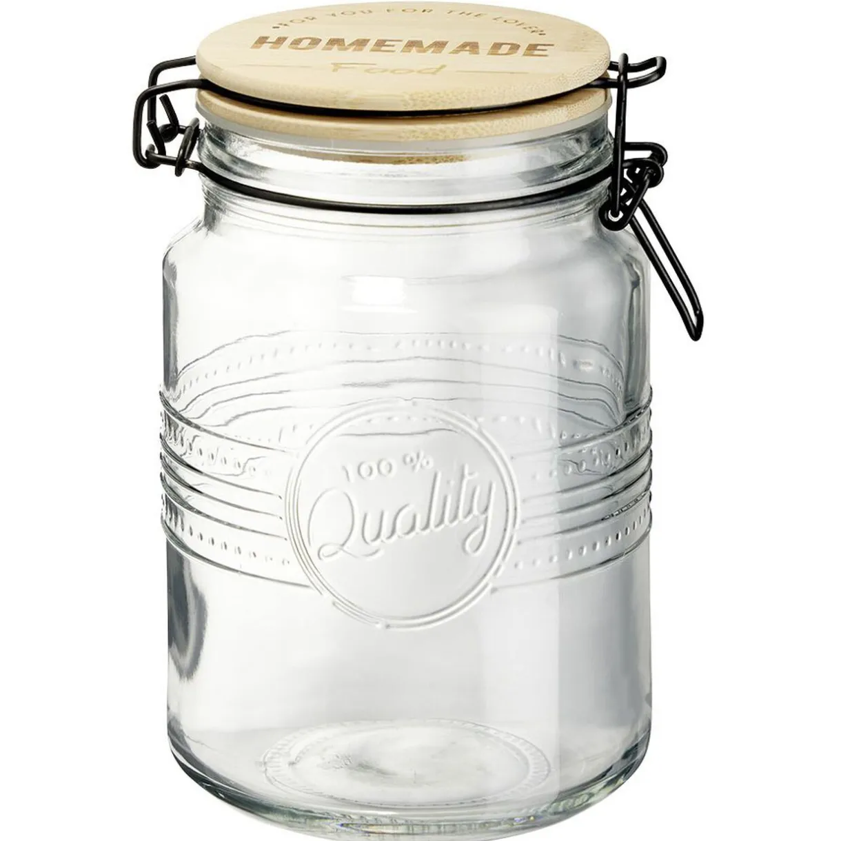 Bocal hermétique rond transparent avec couvercle en bambou H16,5 cm^Gifi