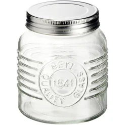 Bocal hermétique rond transparent avec couvercle en métal H10 cm^Gifi Outlet