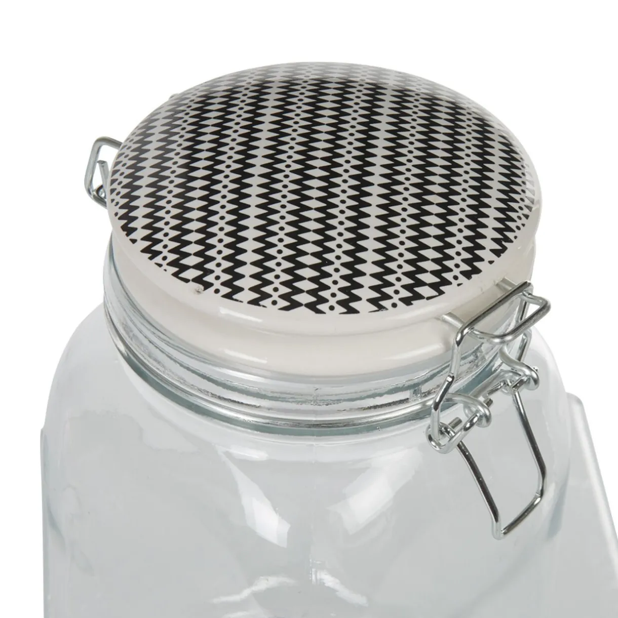 Bocal hermétique transparent avec couvercle design ethnique 1,5 L^Gifi Online