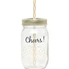 Bocal paille pois doré couvercle doré "Cheers"^Gifi Online