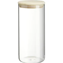 Bocal rond transparent avec couvercle en bois 1,4L^Gifi Clearance