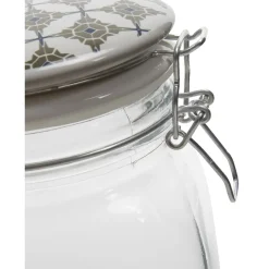 Bocal transparent avec couvercle design carreau de ciment 1,5 L^Gifi Best