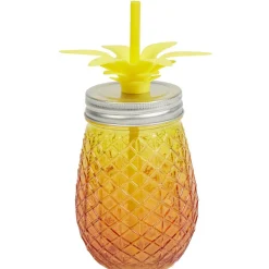 Bocal verre et paille ananas coloré^Gifi Online