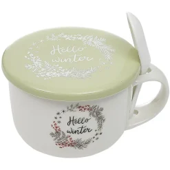 Bol à soupe avec couvercle et cuillère en porcelaine^Gifi Sale