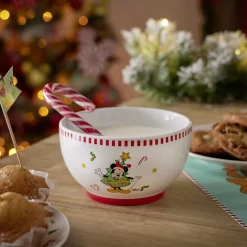 Bol Disney Mickey grès blanc et rouge Ø14cm^Gifi Outlet