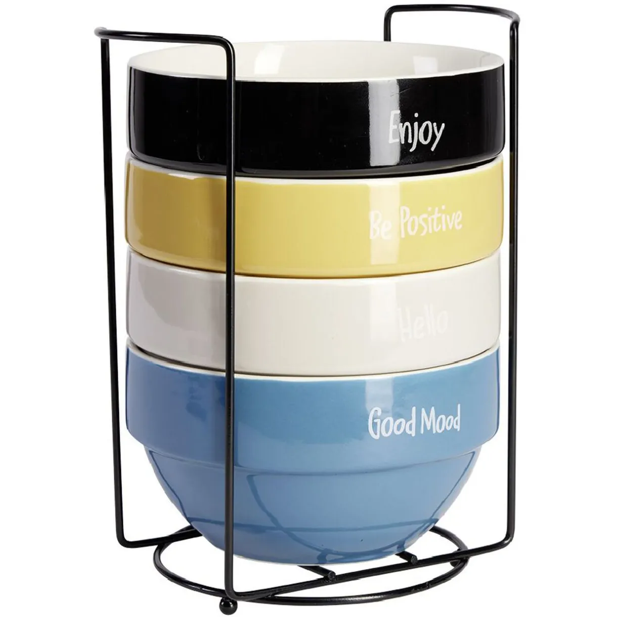 Bol en faïence Ø14 x H8 cm x4 et support^Gifi Best