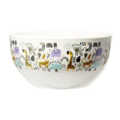 Bol en porcelaine blanc pour enfant motif animaux savane Ø14xH7cm^Gifi Outlet