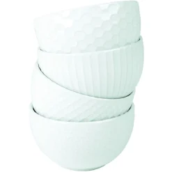 Bol grès embossé blanc crème x4^Gifi Clearance
