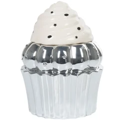 Bonbonnière cupcake gris argenté avec couvercle blanc^Gifi Sale