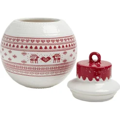 Bonbonnière en céramique décor Noël rouge blanc^Gifi Discount