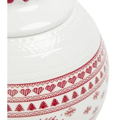 Bonbonnière en céramique décor Noël rouge blanc^Gifi Discount