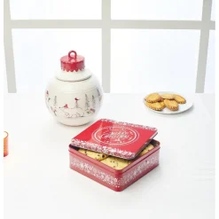 Bonbonnière forme boule de Noël blanche et rouge^Gifi Discount