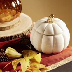 Bonbonnière Halloween forme citrouille porcelaine blanc Ø18 cm^Gifi Hot