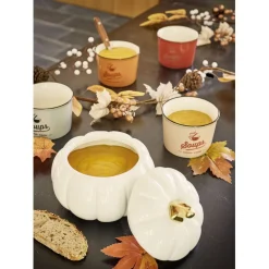 Bonbonnière Halloween forme citrouille porcelaine blanc Ø18 cm^Gifi Hot