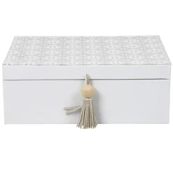Rangement|Gifi Boîte à bijoux pompon blanc gris