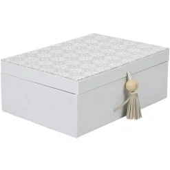 Rangement|Gifi Boîte à bijoux pompon blanc gris