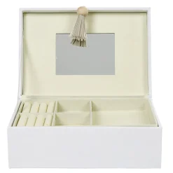 Rangement|Gifi Boîte à bijoux pompon blanc gris