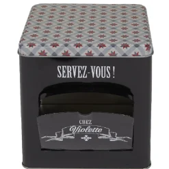 Boîte à biscuits carrée design "Servez-vous - Chez Violette"^Gifi Discount