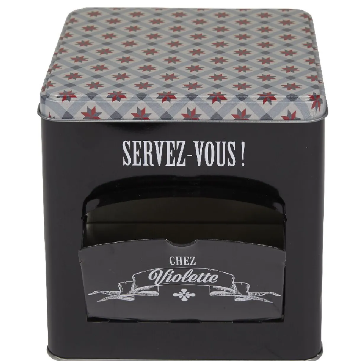Boîte à biscuits carrée design "Servez-vous - Chez Violette"^Gifi Discount