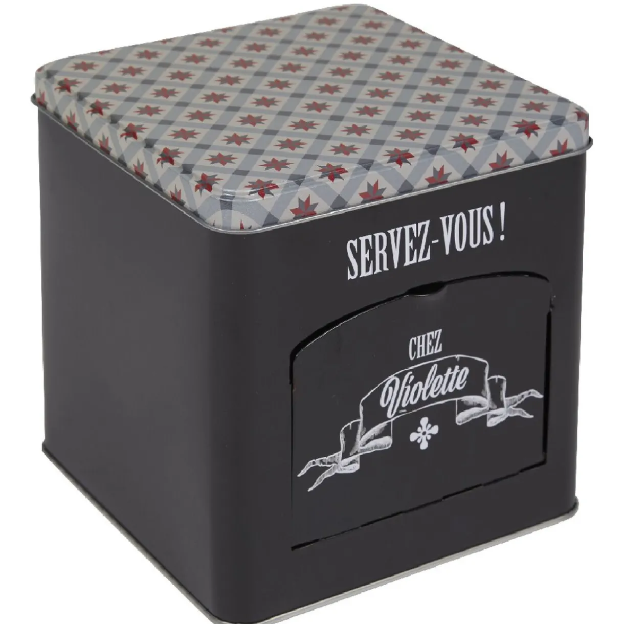 Boîte à biscuits carrée design "Servez-vous - Chez Violette"^Gifi Discount