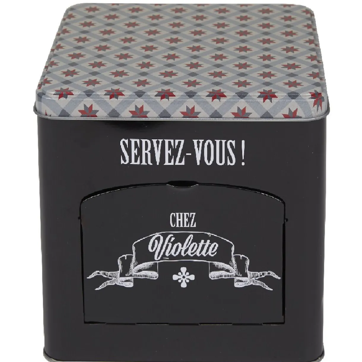 Boîte à biscuits carrée design "Servez-vous - Chez Violette"^Gifi Discount