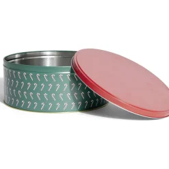 Boîte à biscuits de Noël ronde en métal rouge et vert x3^Gifi New