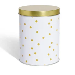 Boîte à biscuits ronde métal blanc doré Ø10,5H14cm^Gifi Clearance