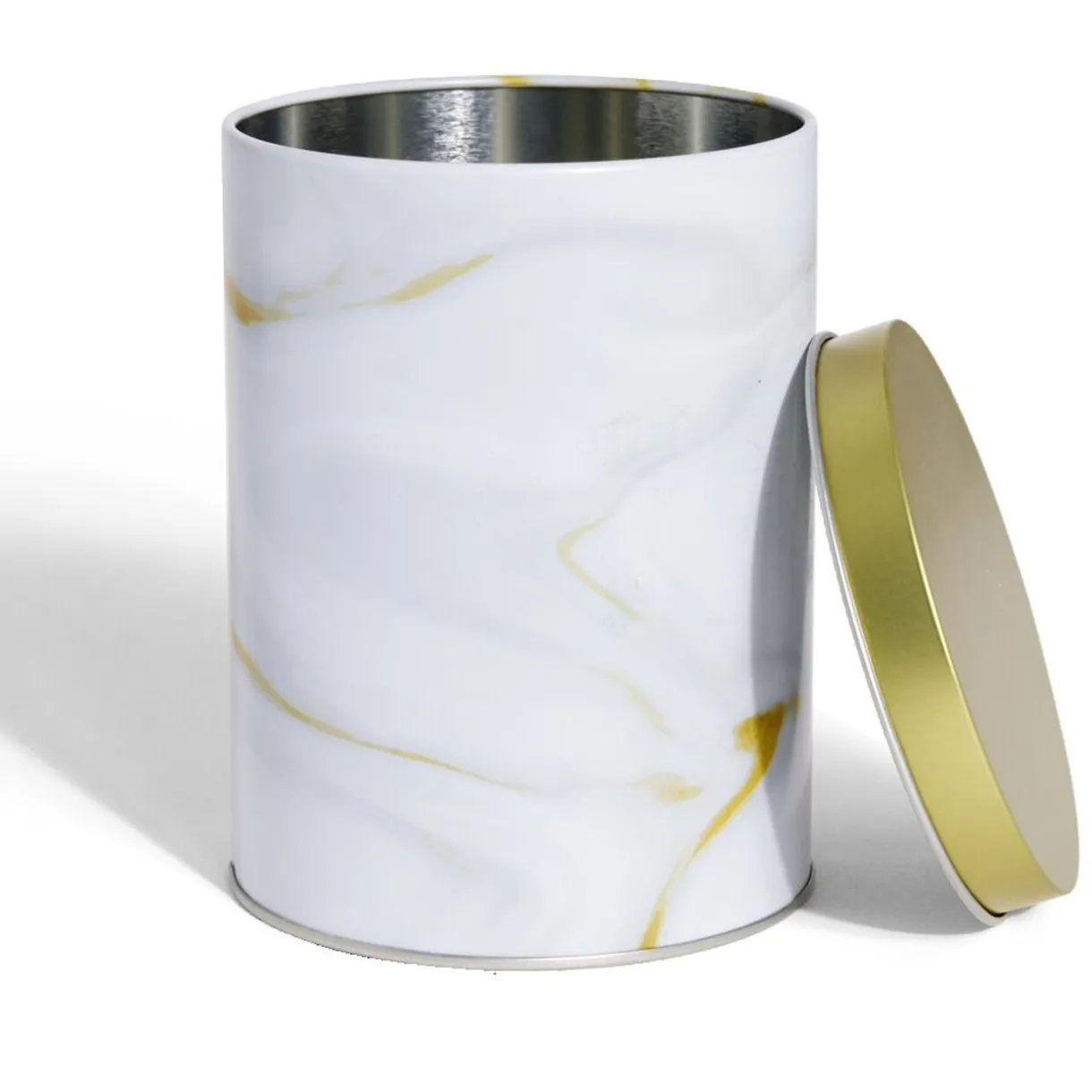 Boîte à biscuits ronde métal blanc doré Ø10,5H14cm^Gifi Clearance