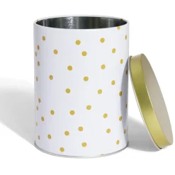 Boîte à biscuits ronde métal blanc doré Ø10,5H14cm^Gifi Clearance