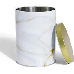 Boîte à biscuits ronde métal blanc doré Ø10,5H14cm^Gifi Clearance