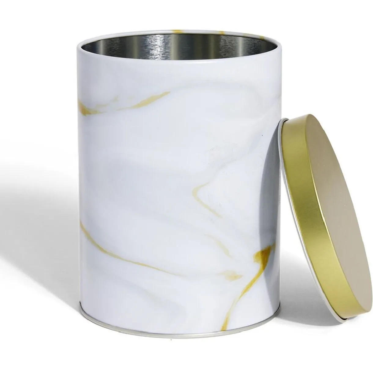 Boîte à biscuits ronde métal blanc doré Ø10,5H14cm^Gifi Clearance