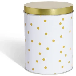 Boîte à biscuits ronde métal blanc doré Ø10,5H14cm^Gifi Clearance